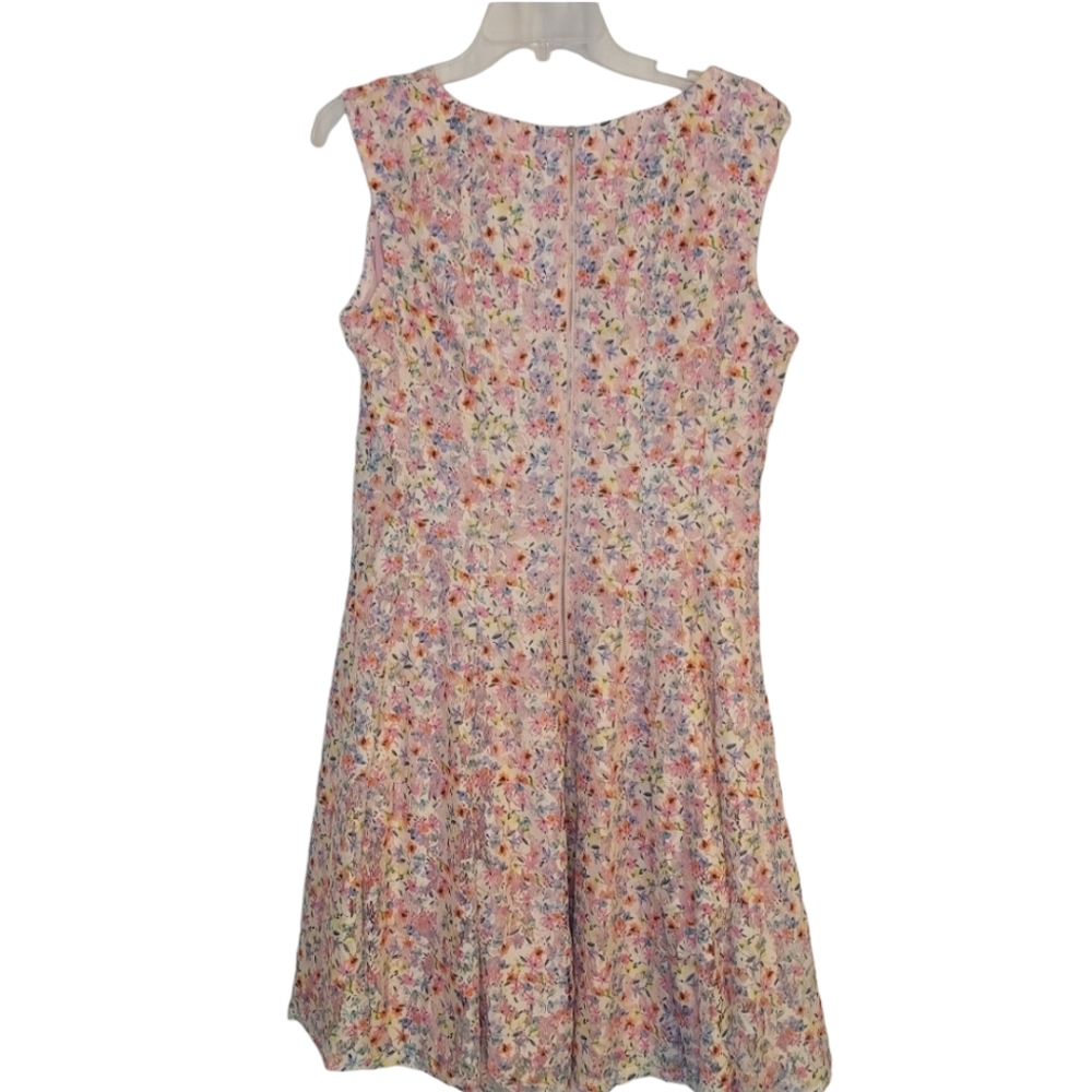 Danny & Nicole  Sleeveless Lace Overlay Fit & Flare Floral Dress Pink 12…